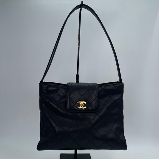 Chanel Black/Gold Quilted Lambskin Tote [Used]