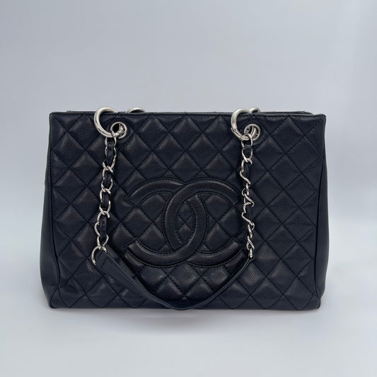 Chanel GST Grand Shopping Tote Black/Silver [Used]