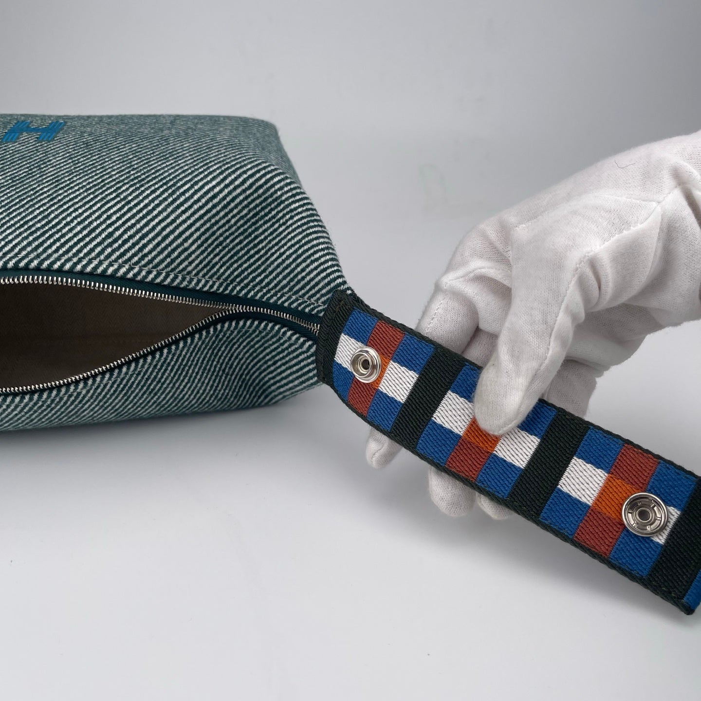 Hermès Blue-grey wool vanity pouch [Brand New]