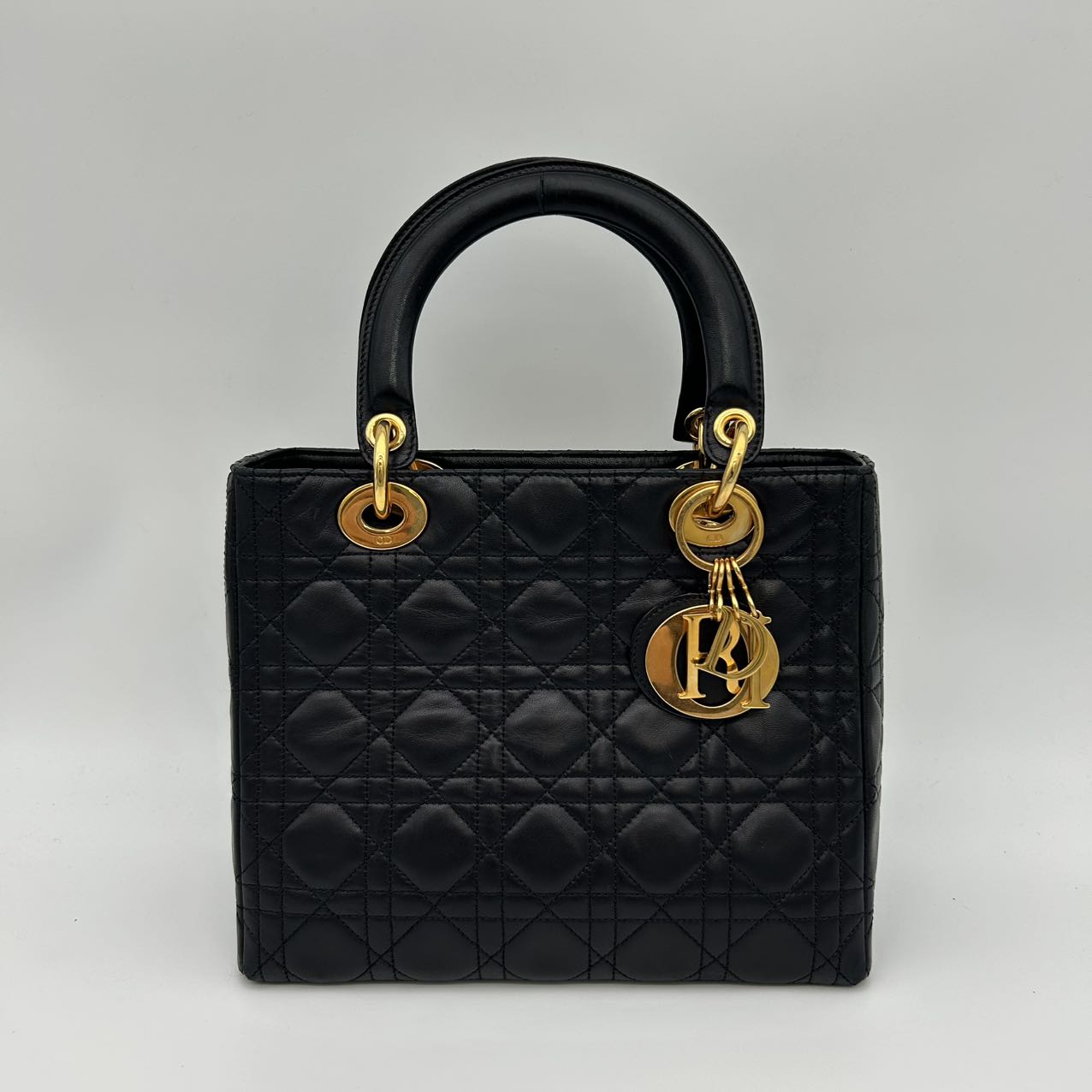 Dior Lady Dior Medium 2-Way Bag in Black with Gold Hardware [Used]