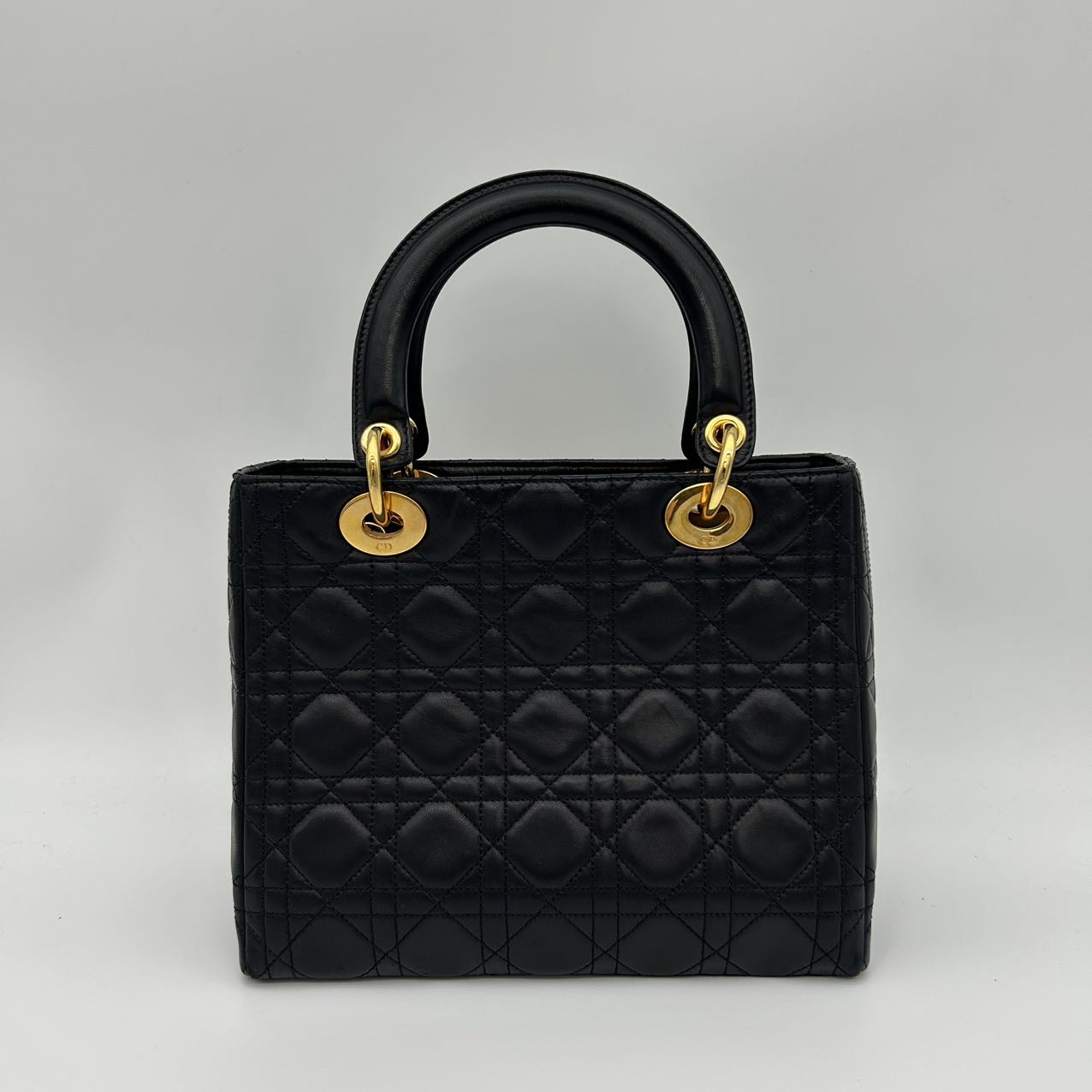 Dior Lady Dior Medium 2-Way Bag in Black with Gold Hardware [Used]