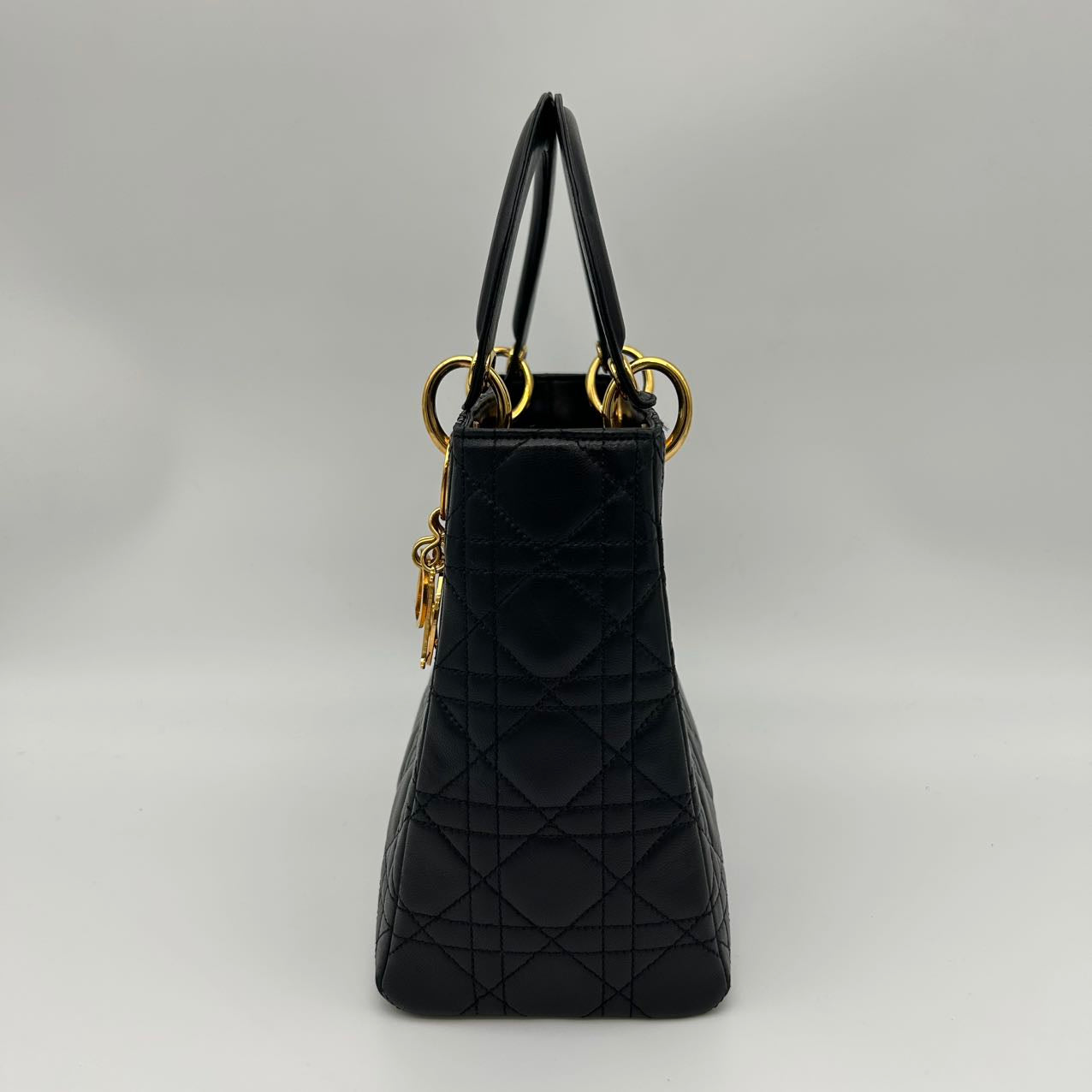 Dior Lady Dior Medium 2-Way Bag in Black with Gold Hardware [Used]