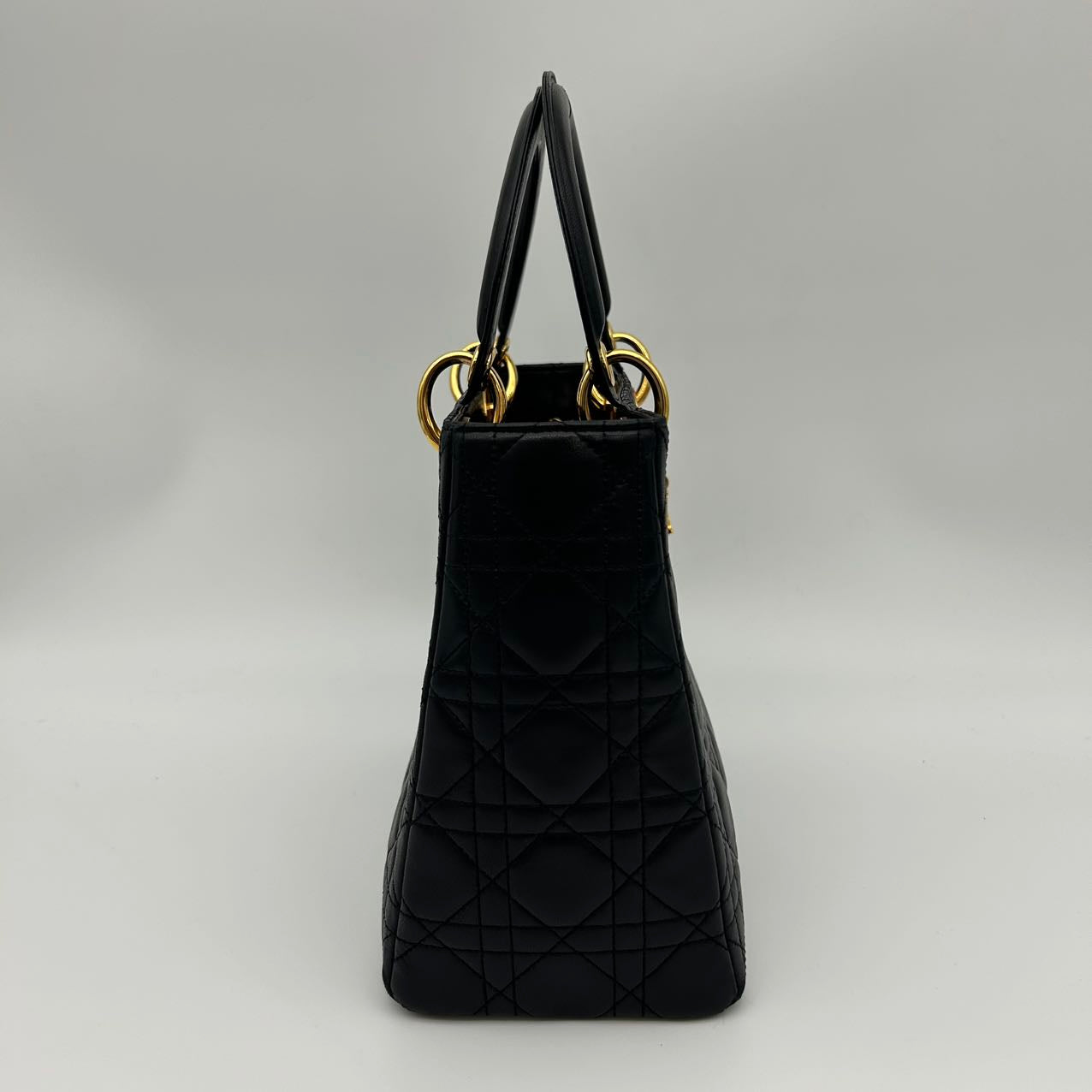 Dior Lady Dior Medium 2-Way Bag in Black with Gold Hardware [Used]