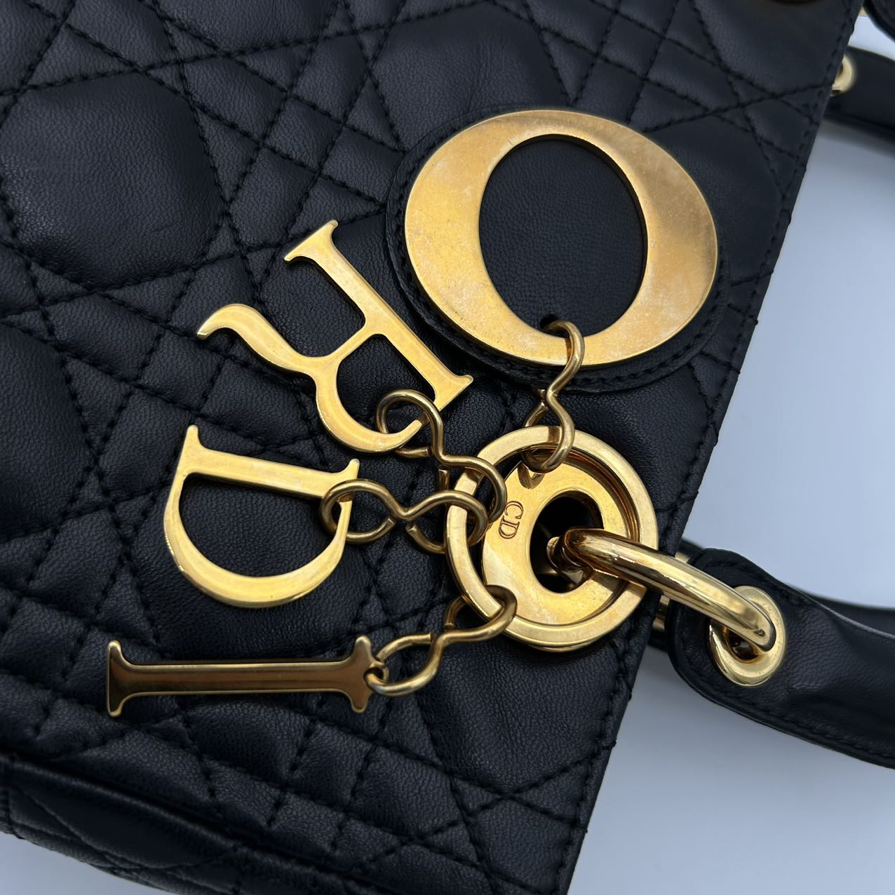 Dior Lady Dior Medium 2-Way Bag in Black with Gold Hardware [Used]