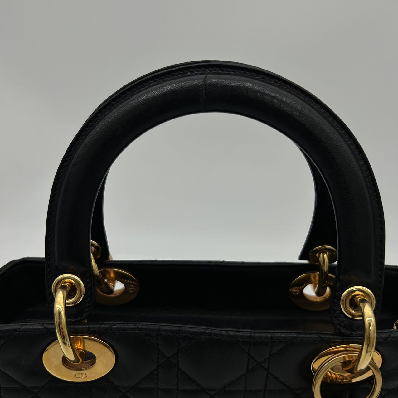 Dior Lady Dior Medium 2-Way Bag in Black with Gold Hardware [Used]