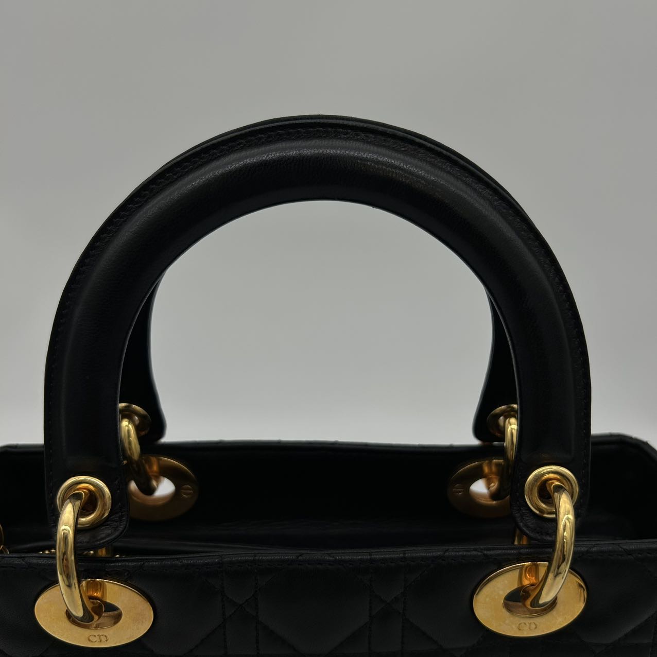 Dior Lady Dior Medium 2-Way Bag in Black with Gold Hardware [Used]