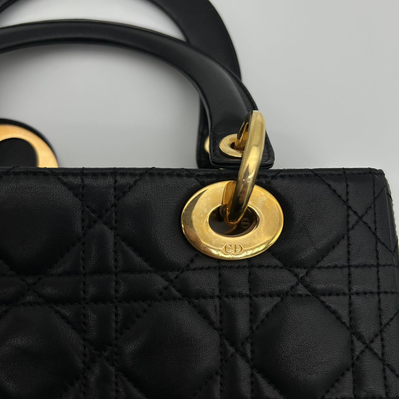 Dior Lady Dior Medium 2-Way Bag in Black with Gold Hardware [Used]