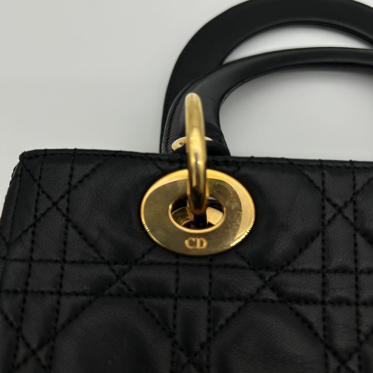 Dior Lady Dior Medium 2-Way Bag in Black with Gold Hardware [Used]