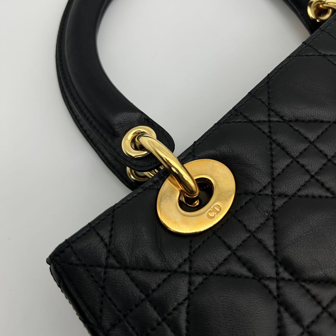 Dior Lady Dior Medium 2-Way Bag in Black with Gold Hardware [Used]