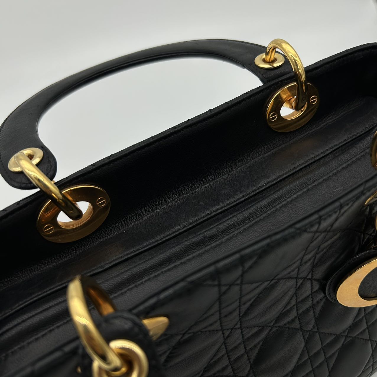 Dior Lady Dior Medium 2-Way Bag in Black with Gold Hardware [Used]