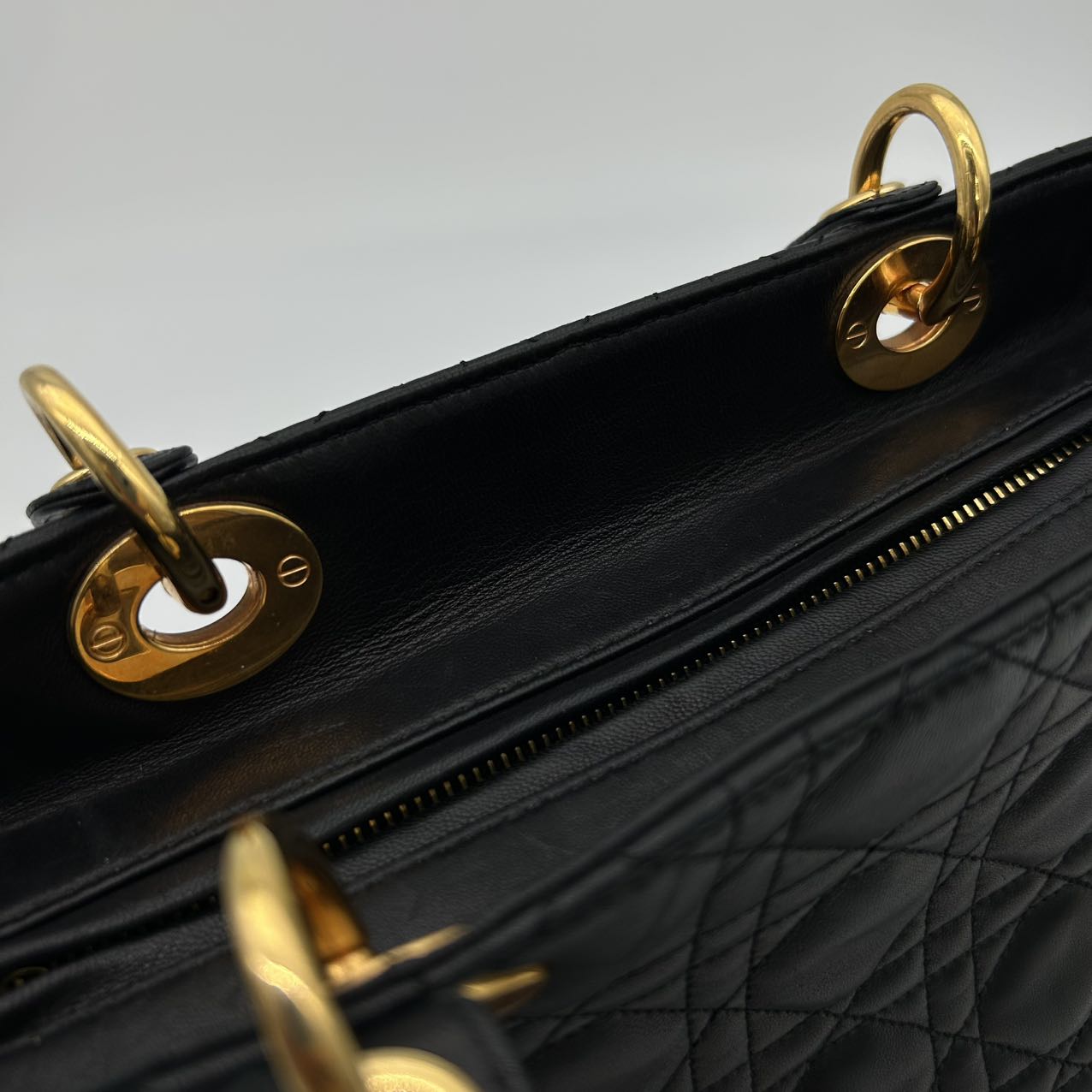 Dior Lady Dior Medium 2-Way Bag in Black with Gold Hardware [Used]