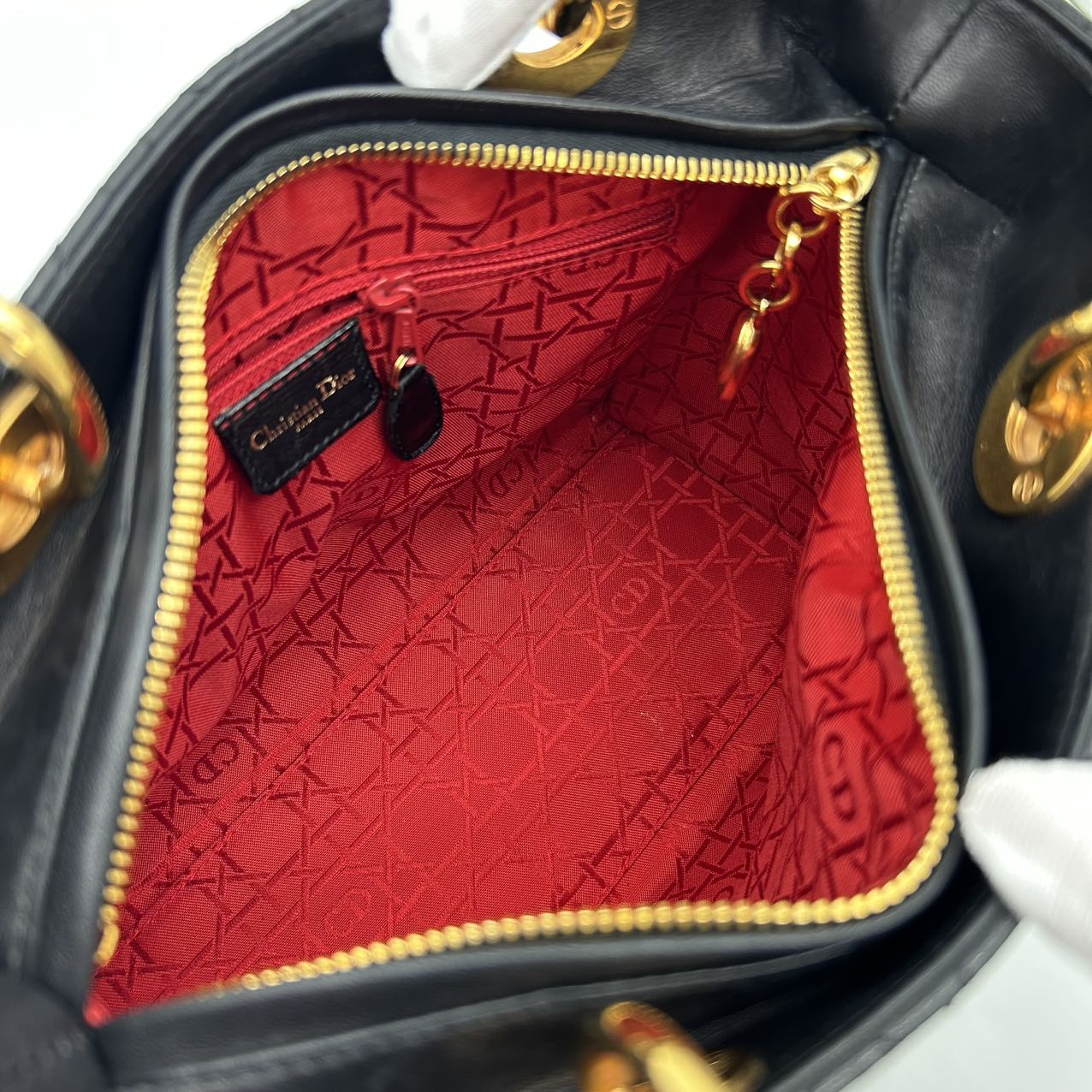 Dior Lady Dior Medium 2-Way Bag in Black with Gold Hardware [Used]