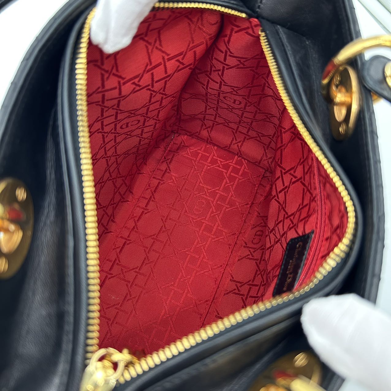 Dior Lady Dior Medium 2-Way Bag in Black with Gold Hardware [Used]