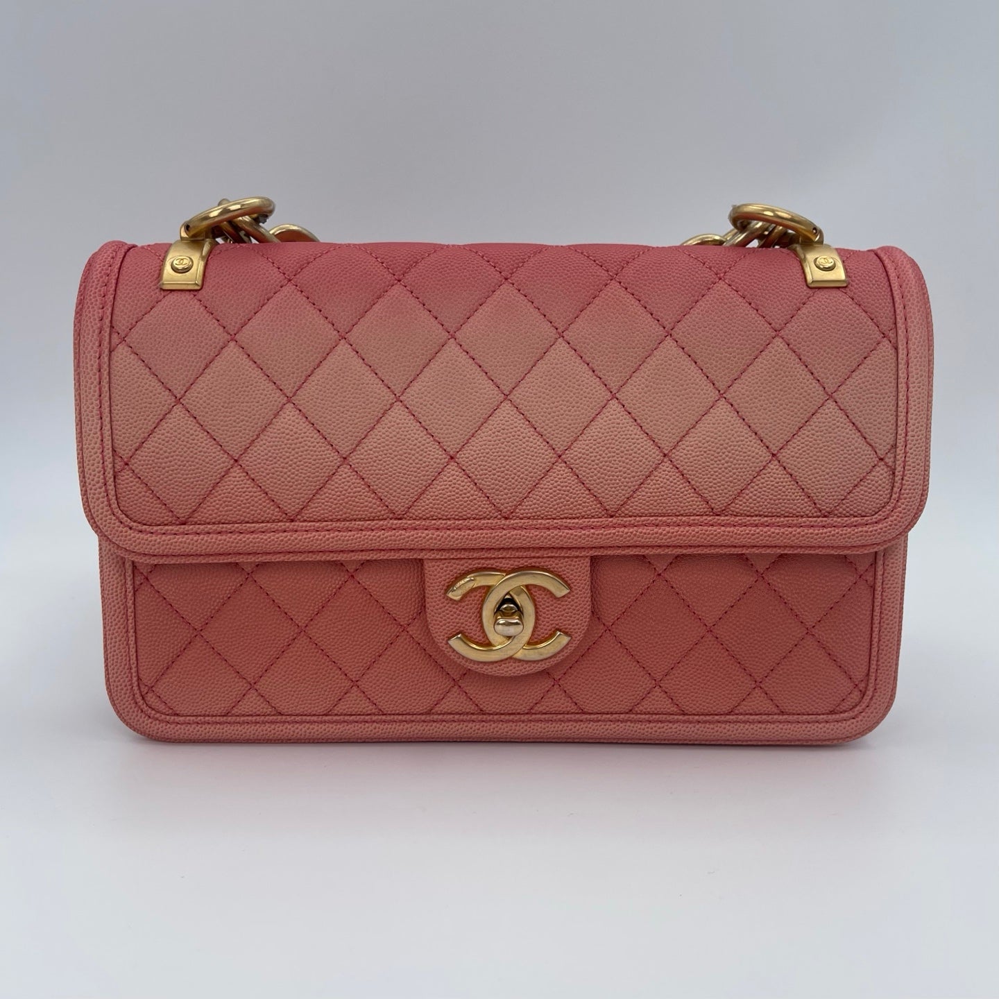 Chanel 19C “Sunset on the Sea” Medium Flap Bag in Coral Pink Caviar [Used]