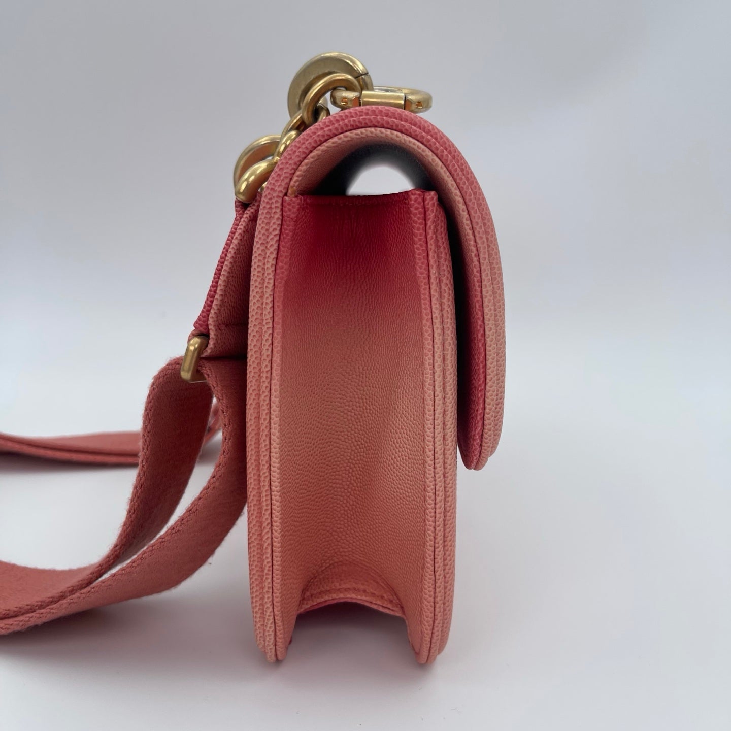 Chanel 19C “Sunset on the Sea” Medium Flap Bag in Coral Pink Caviar [Used]
