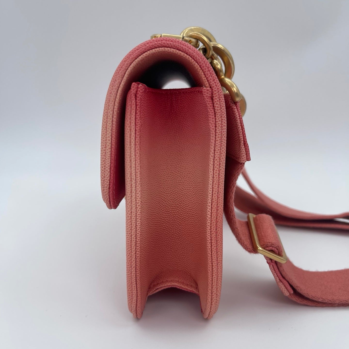 Chanel 19C “Sunset on the Sea” Medium Flap Bag in Coral Pink Caviar [Used]