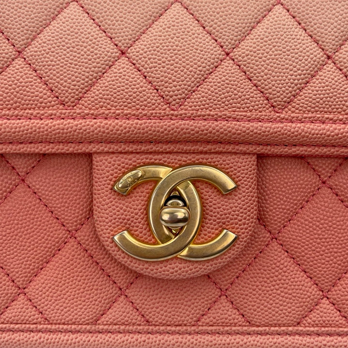 Chanel 19C “Sunset on the Sea” Medium Flap Bag in Coral Pink Caviar [Used]