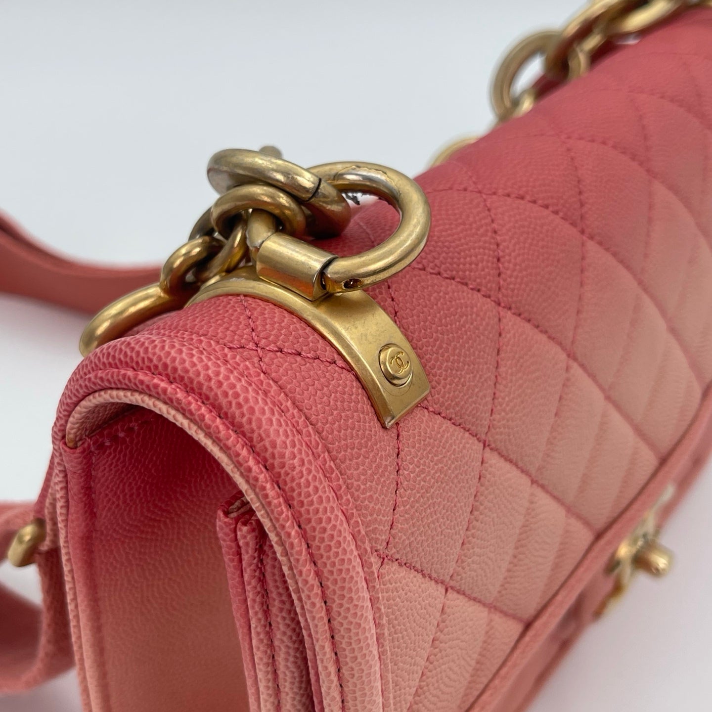 Chanel 19C “Sunset on the Sea” Medium Flap Bag in Coral Pink Caviar [Used]