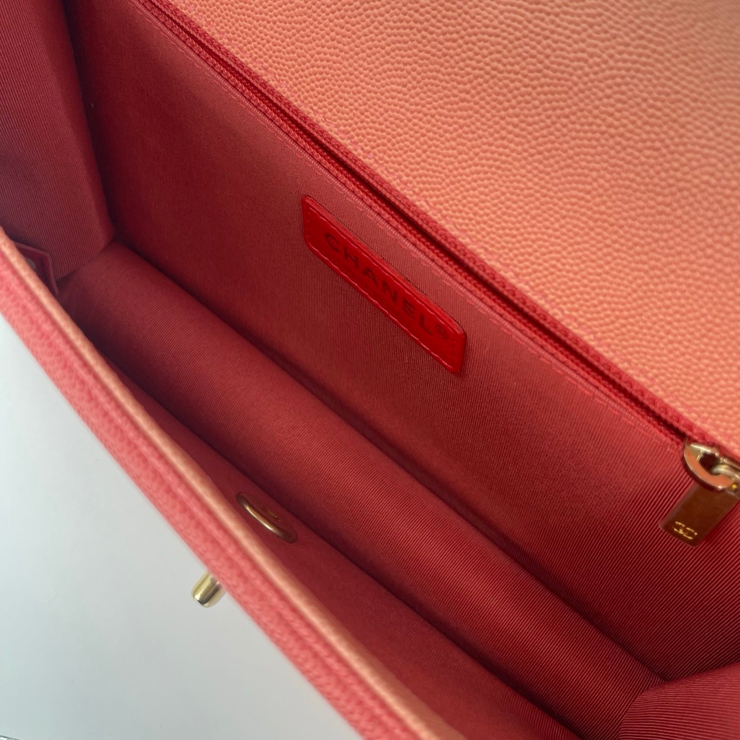 Chanel 19C “Sunset on the Sea” Medium Flap Bag in Coral Pink Caviar [Used]