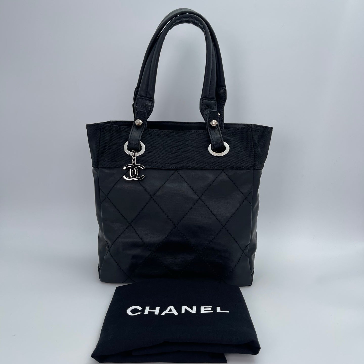 Chanel Mixed Leather & Canvas Small Top Handle Tote Bag [Used]