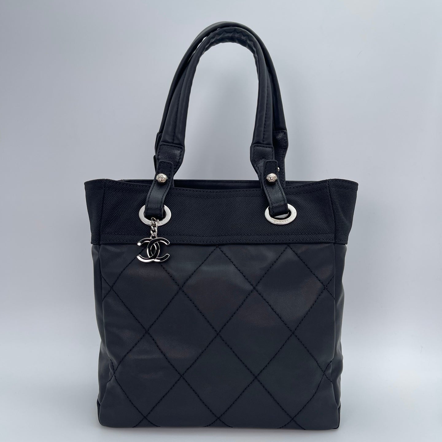 Chanel Mixed Leather & Canvas Small Top Handle Tote Bag [Used]