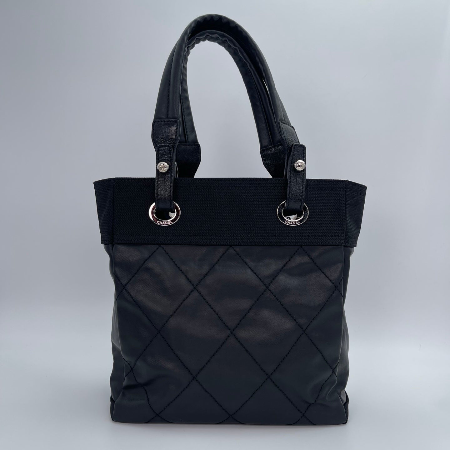 Chanel Mixed Leather & Canvas Small Top Handle Tote Bag [Used]