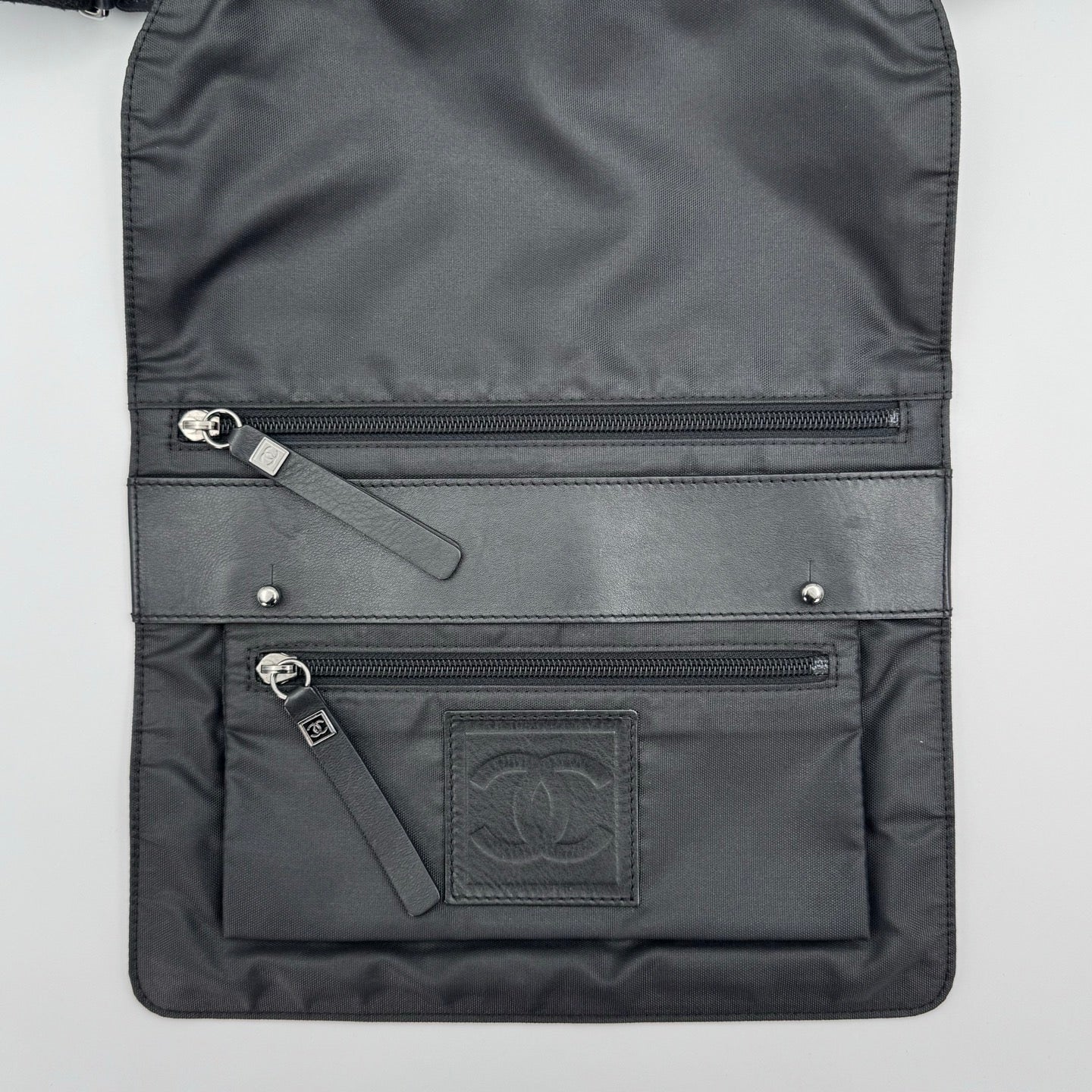 Chanel Nylon Sport Square Logo Crossbody Bag Black/Silver Hardware [Used]