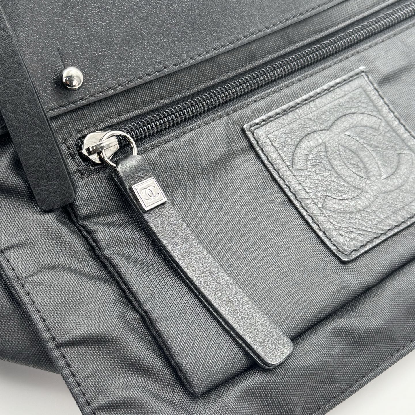 Chanel Nylon Sport Square Logo Crossbody Bag Black/Silver Hardware [Used]