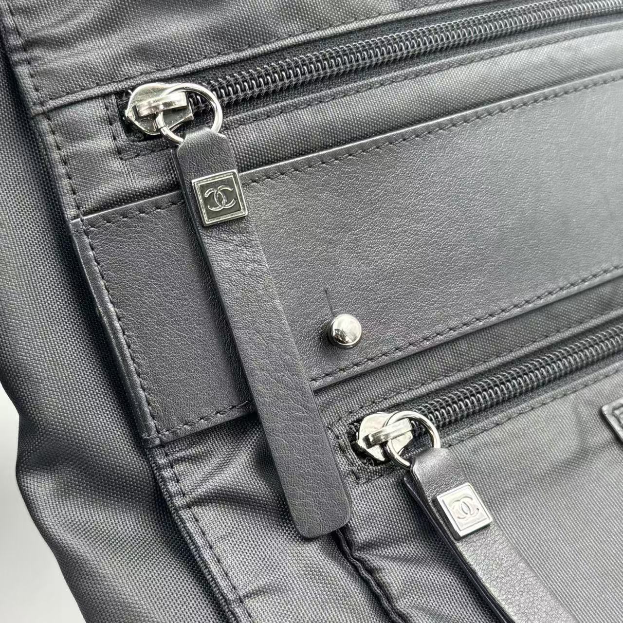 Chanel Nylon Sport Square Logo Crossbody Bag Black/Silver Hardware [Used]