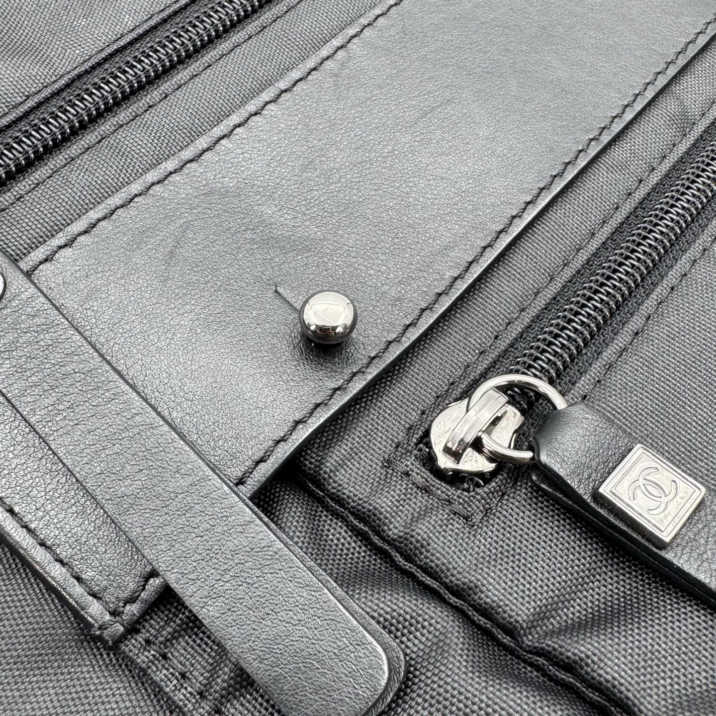 Chanel Nylon Sport Square Logo Crossbody Bag Black/Silver Hardware [Used]