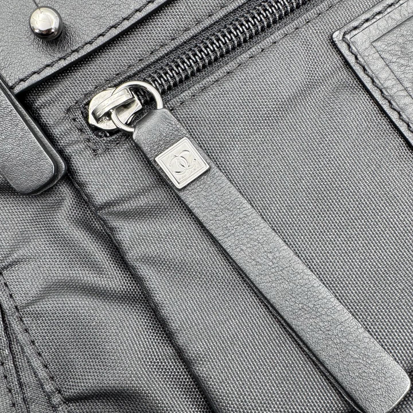 Chanel Nylon Sport Square Logo Crossbody Bag Black/Silver Hardware [Used]