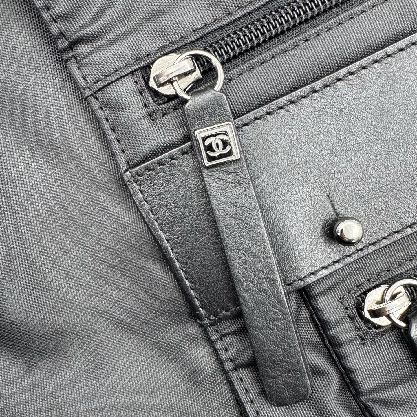 Chanel Nylon Sport Square Logo Crossbody Bag Black/Silver Hardware [Used]