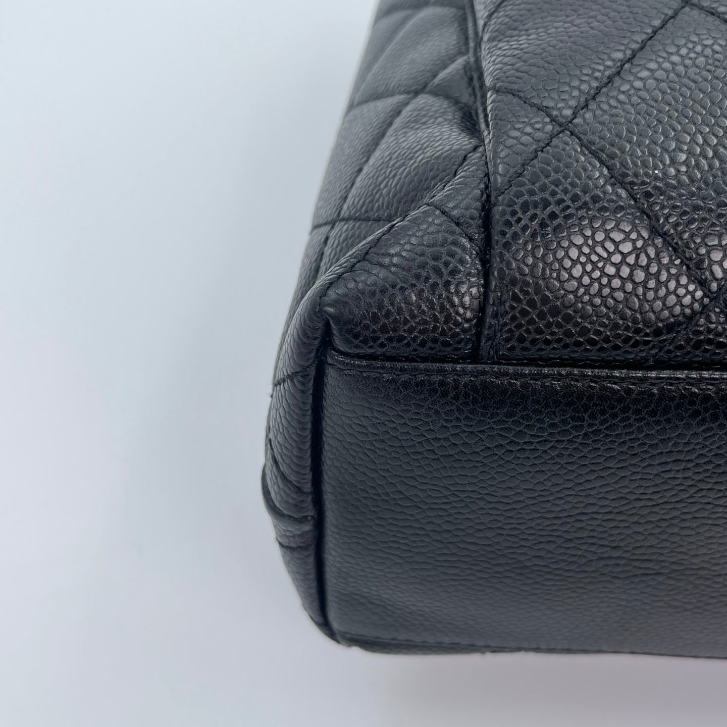 Chanel Black/Gold Caviar Leather Tote Shoulder Bag with CC Flap Pocket [Used]