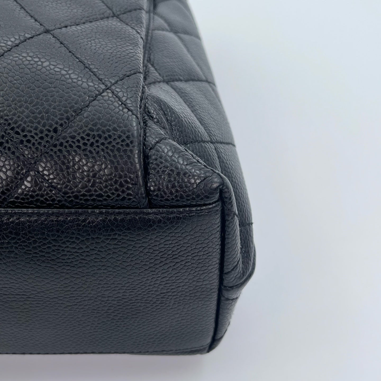 Chanel Black/Gold Caviar Leather Tote Shoulder Bag with CC Flap Pocket [Used]