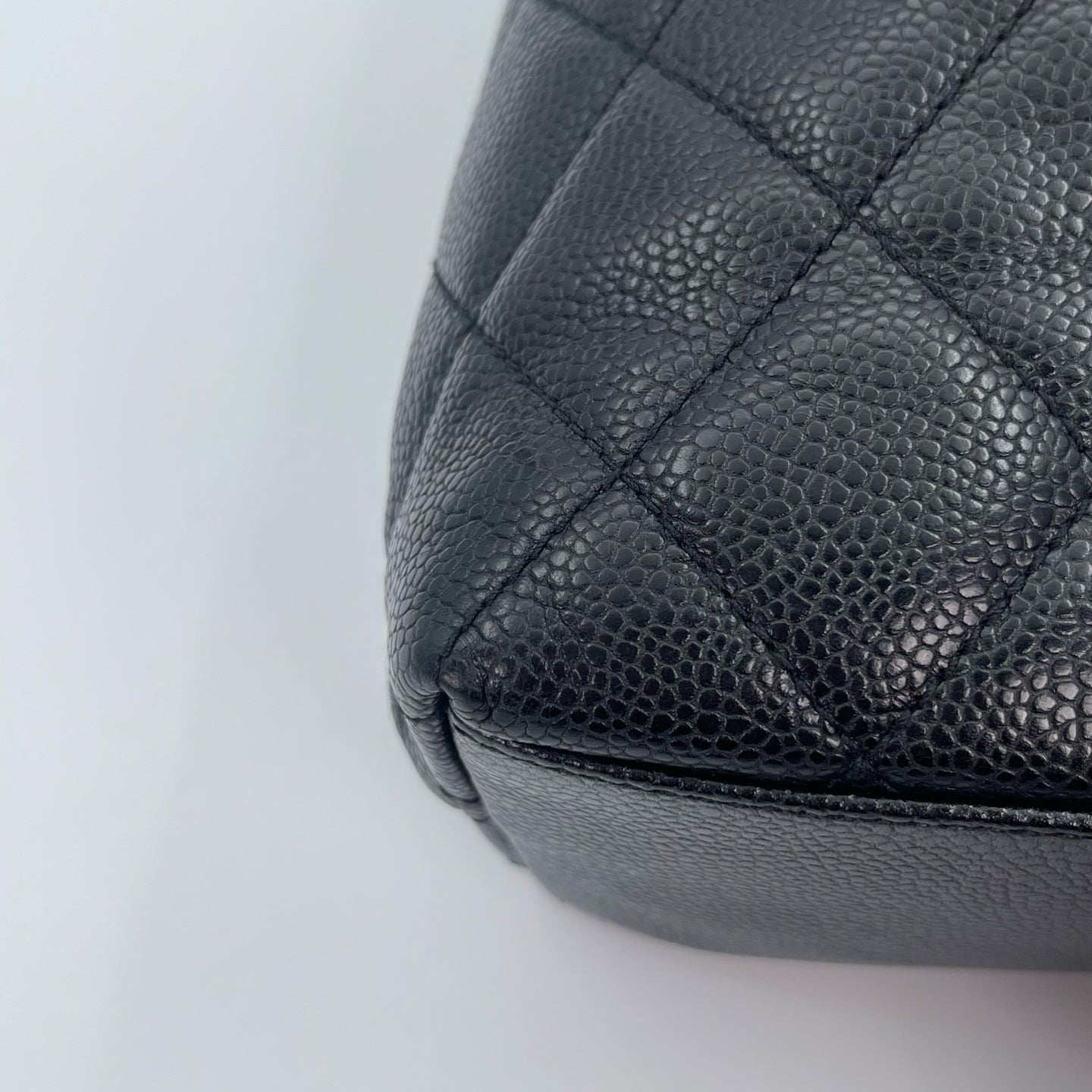 Chanel Black/Gold Caviar Leather Tote Shoulder Bag with CC Flap Pocket [Used]