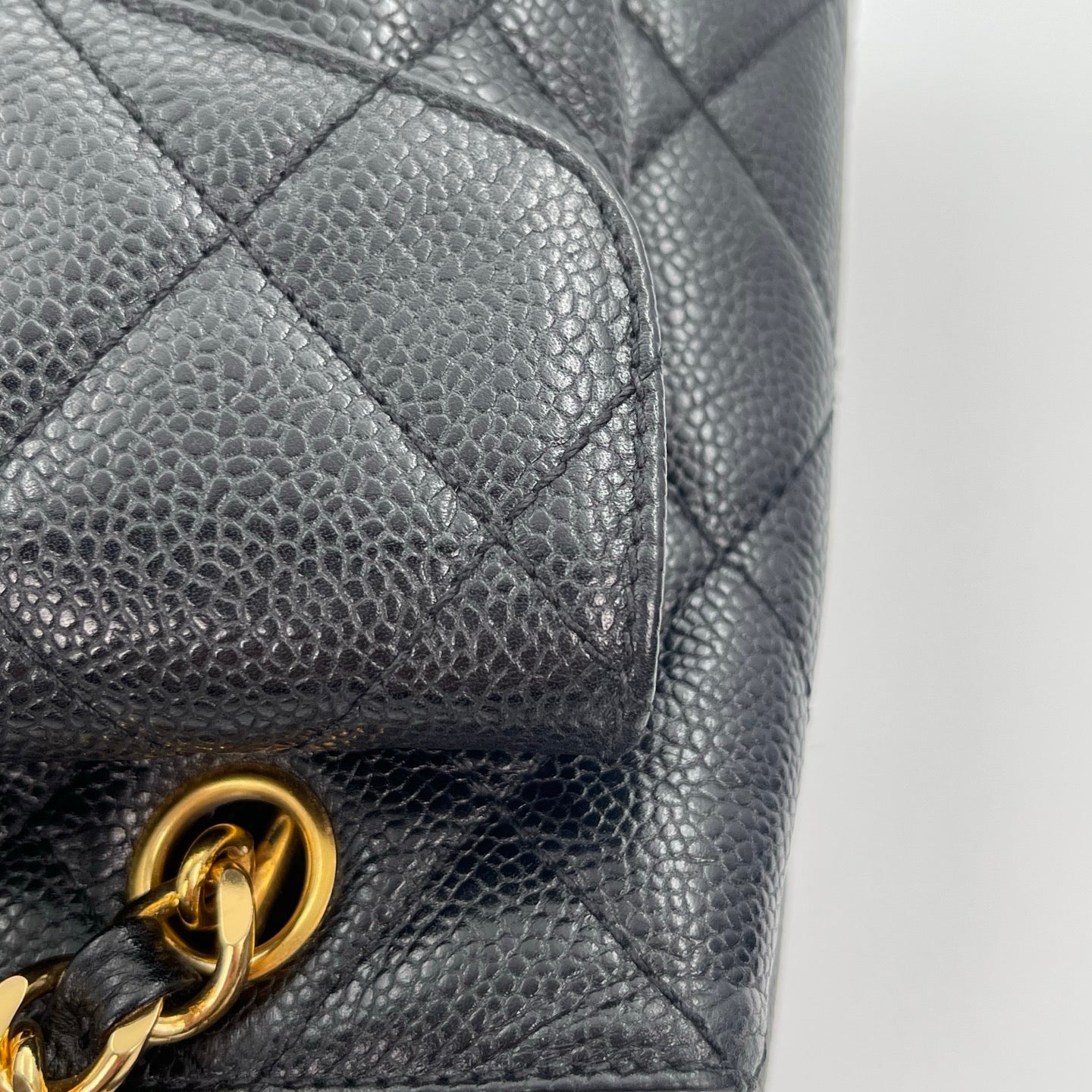 Chanel Black/Gold Caviar Leather Tote Shoulder Bag with CC Flap Pocket [Used]