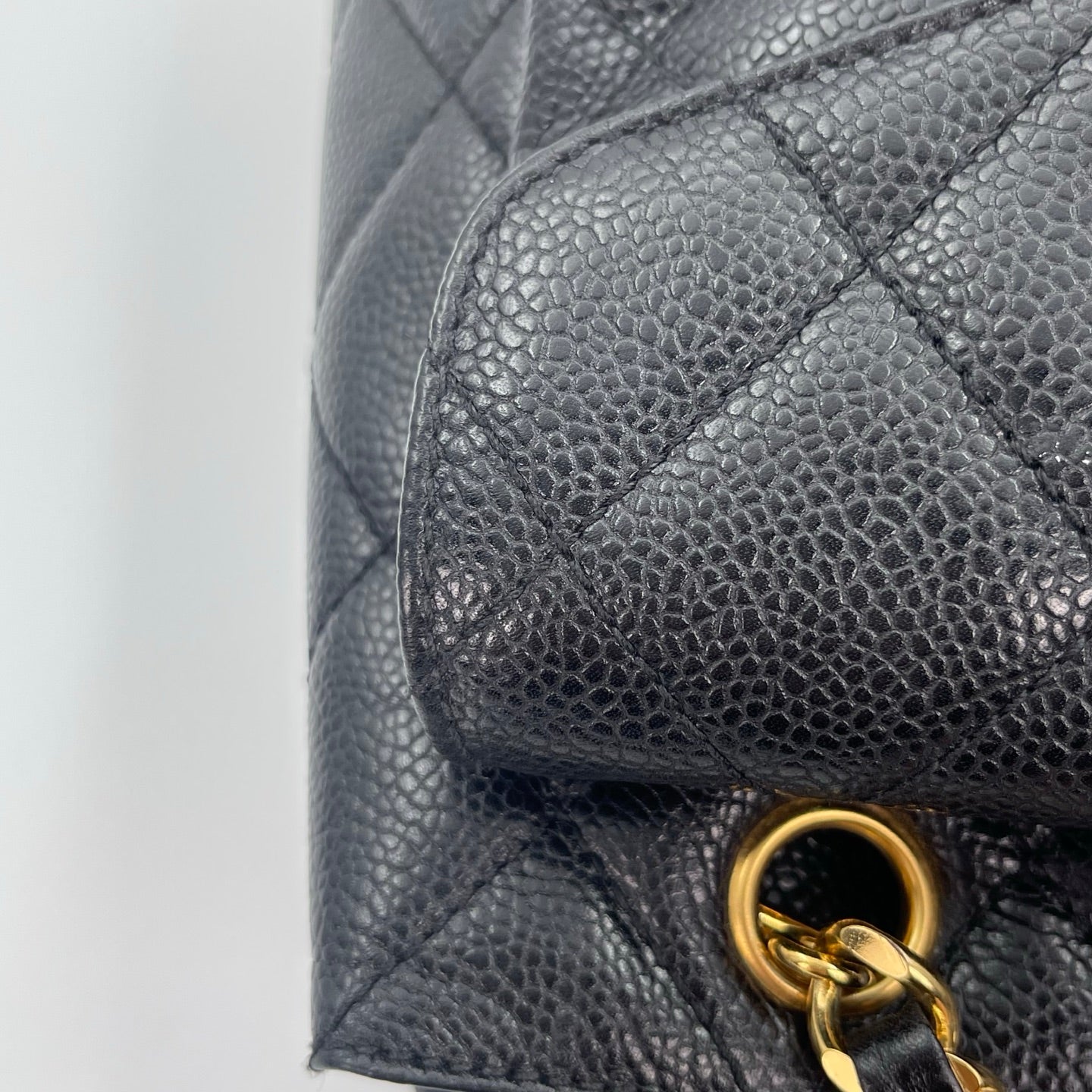 Chanel Black/Gold Caviar Leather Tote Shoulder Bag with CC Flap Pocket [Used]