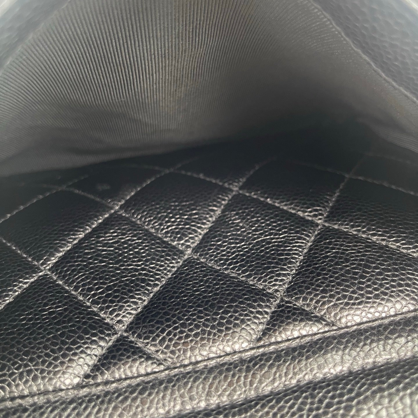 Chanel Black/Gold Caviar Leather Tote Shoulder Bag with CC Flap Pocket [Used]