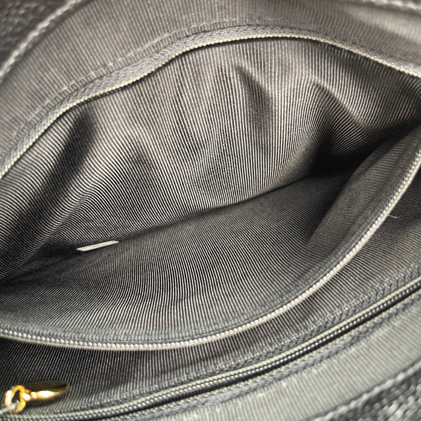 Chanel Black/Gold Caviar Leather Tote Shoulder Bag with CC Flap Pocket [Used]