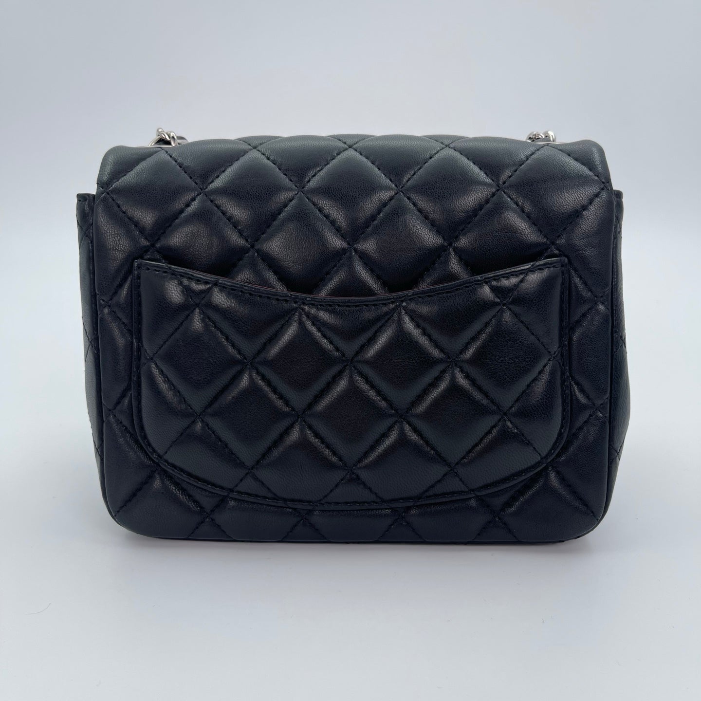 Chanel Lambskin Mini Classic Flap Bag Black / Silver Hardware [Used]