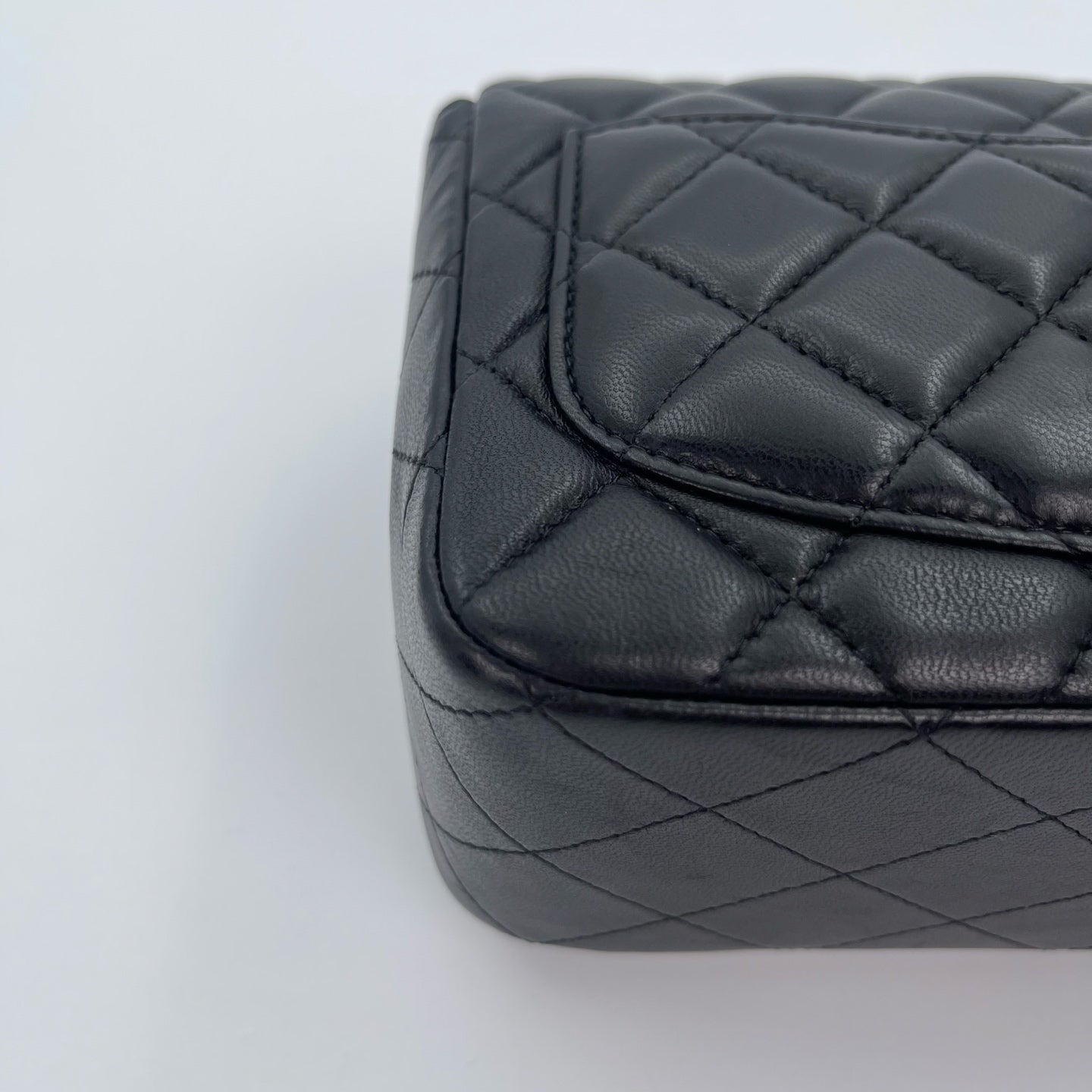 Chanel Lambskin Mini Classic Flap Bag Black / Silver Hardware [Used]