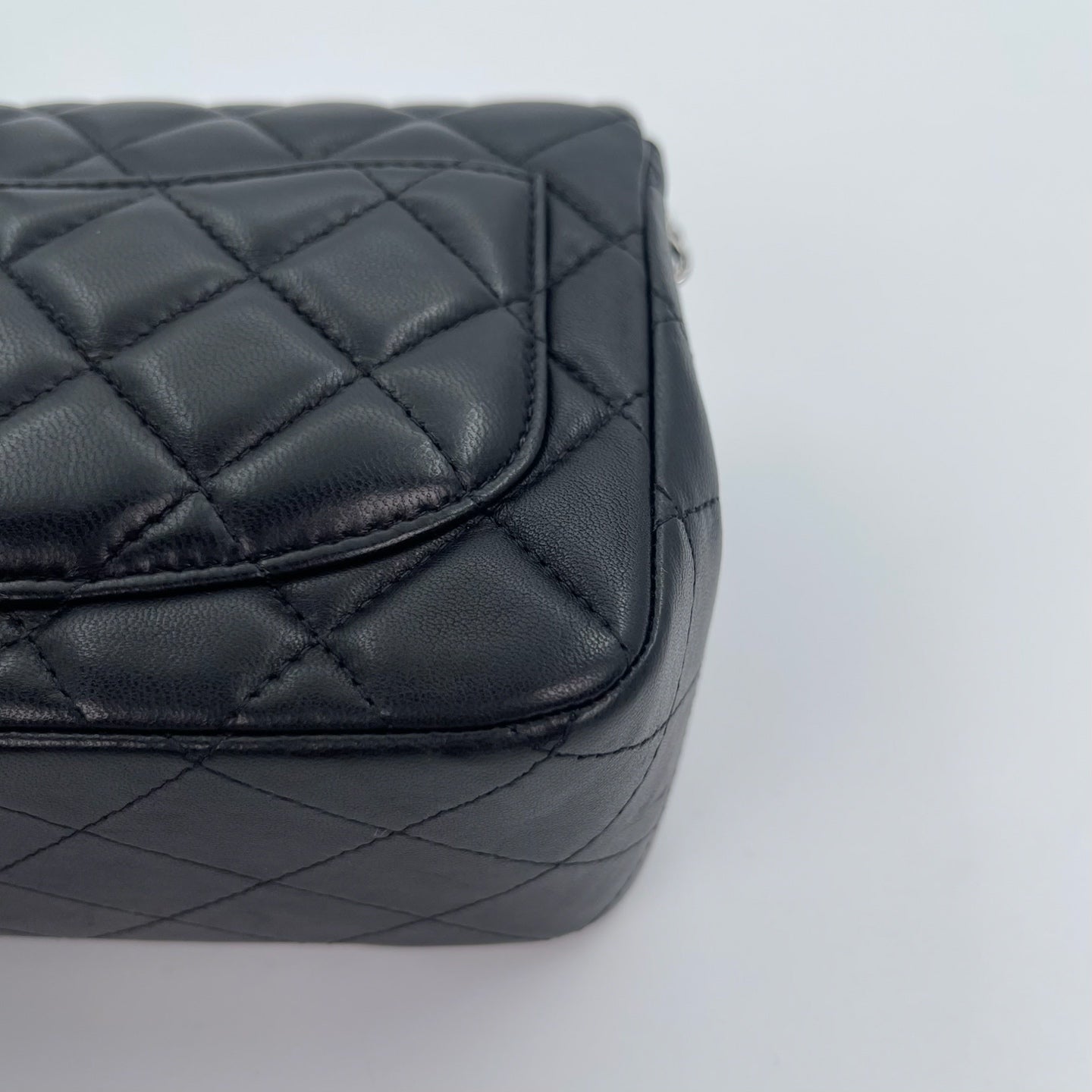 Chanel Lambskin Mini Classic Flap Bag Black / Silver Hardware [Used]