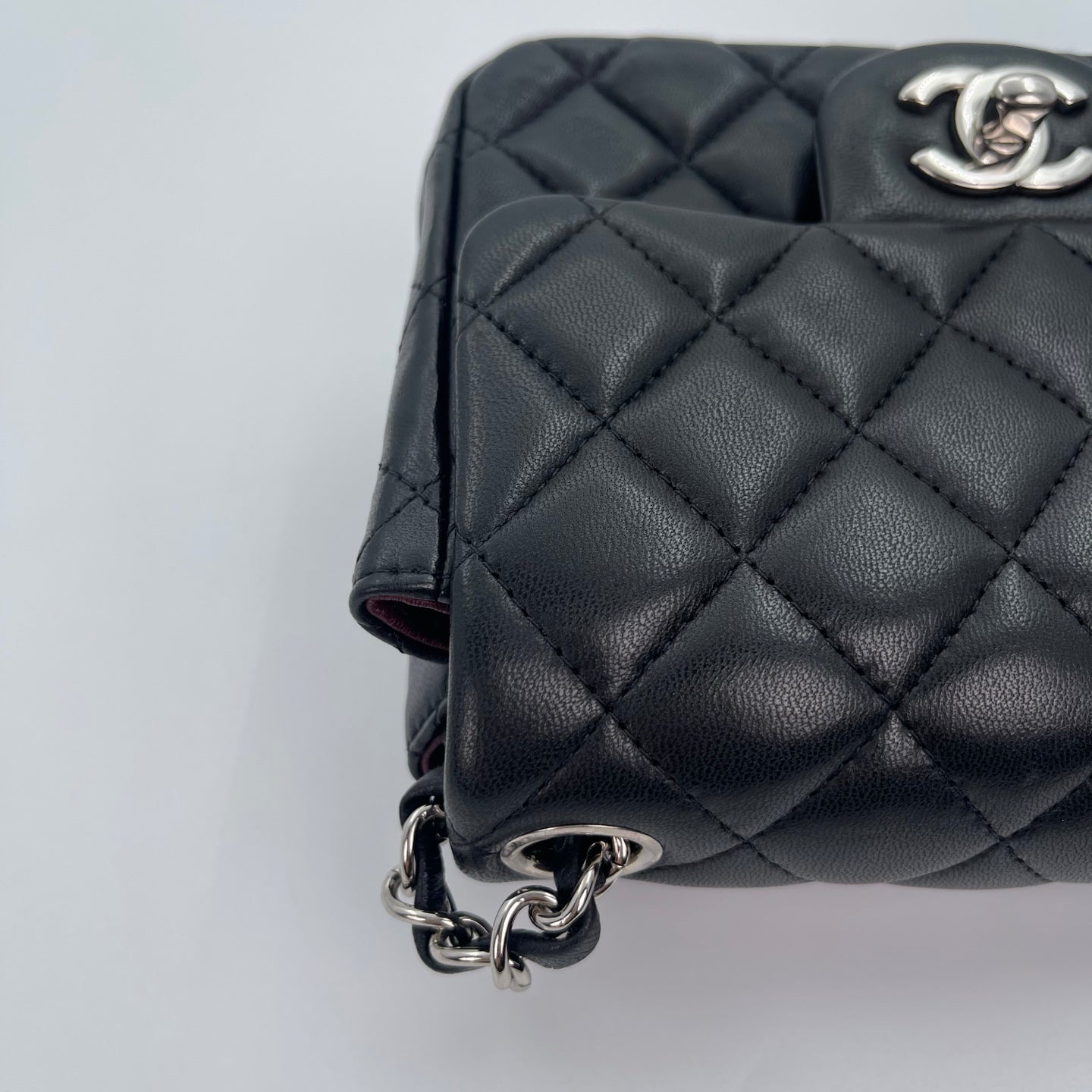 Chanel Lambskin Mini Classic Flap Bag Black / Silver Hardware [Used]