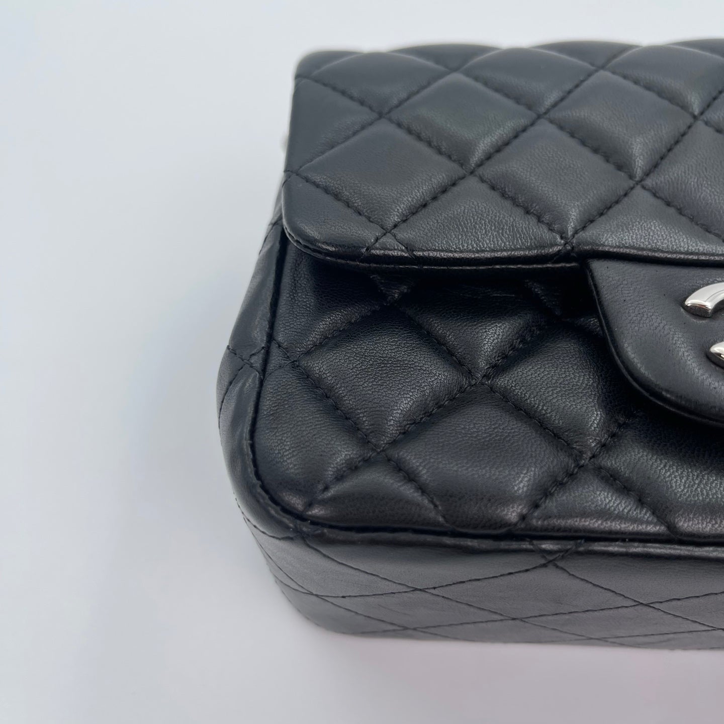Chanel Lambskin Mini Classic Flap Bag Black / Silver Hardware [Used]