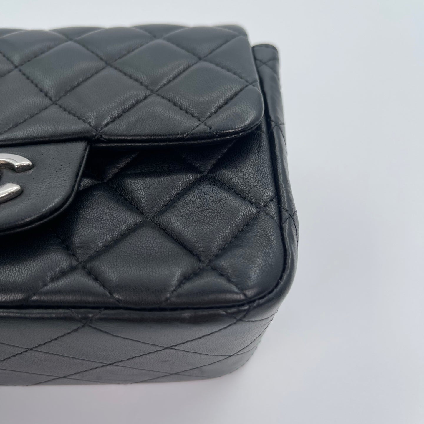 Chanel Lambskin Mini Classic Flap Bag Black / Silver Hardware [Used]