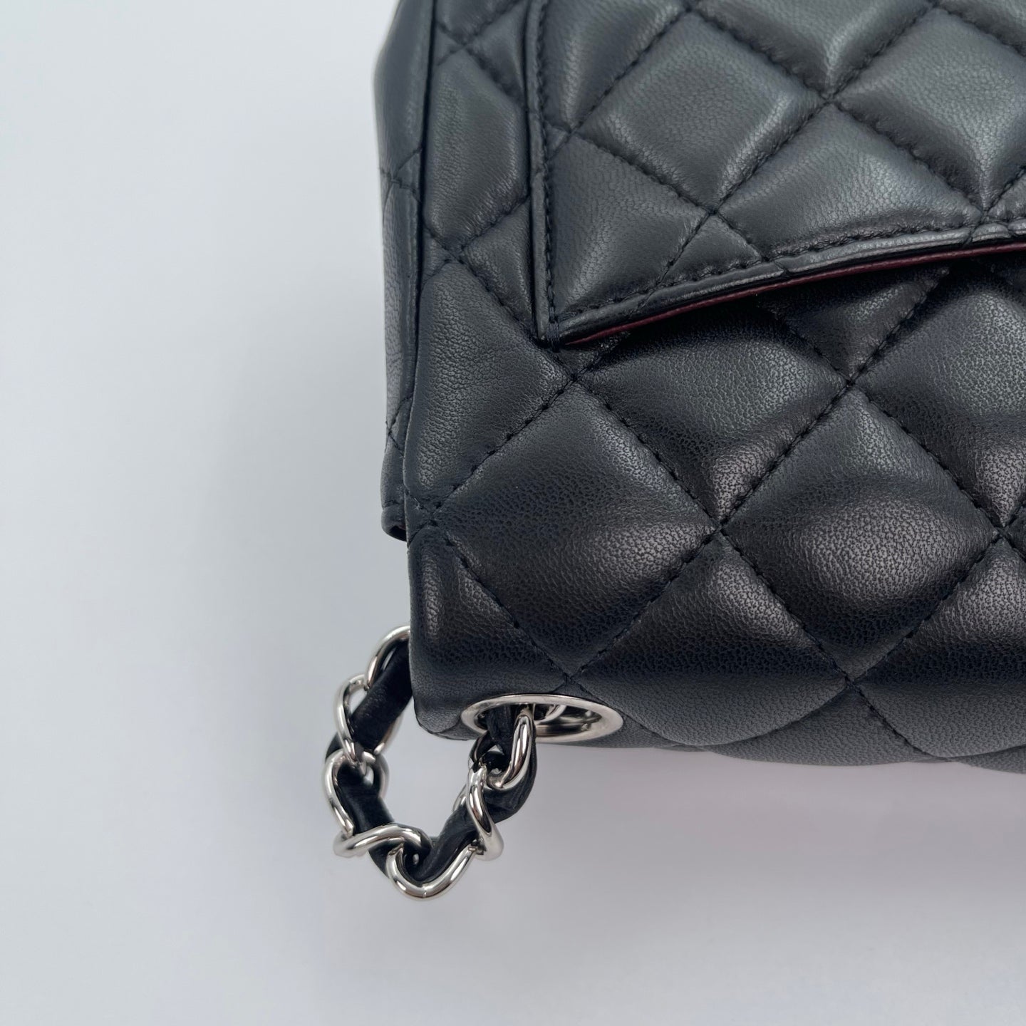 Chanel Lambskin Mini Classic Flap Bag Black / Silver Hardware [Used]
