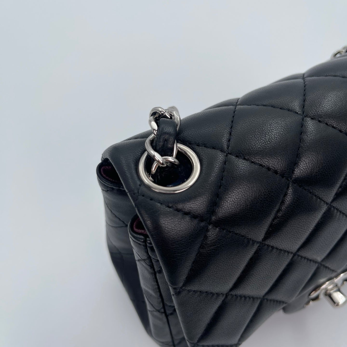 Chanel Lambskin Mini Classic Flap Bag Black / Silver Hardware [Used]