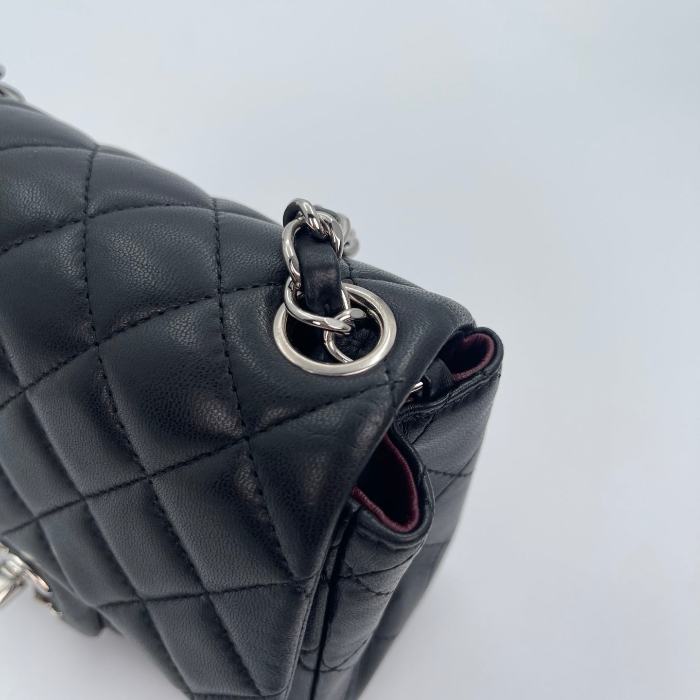 Chanel Lambskin Mini Classic Flap Bag Black / Silver Hardware [Used]