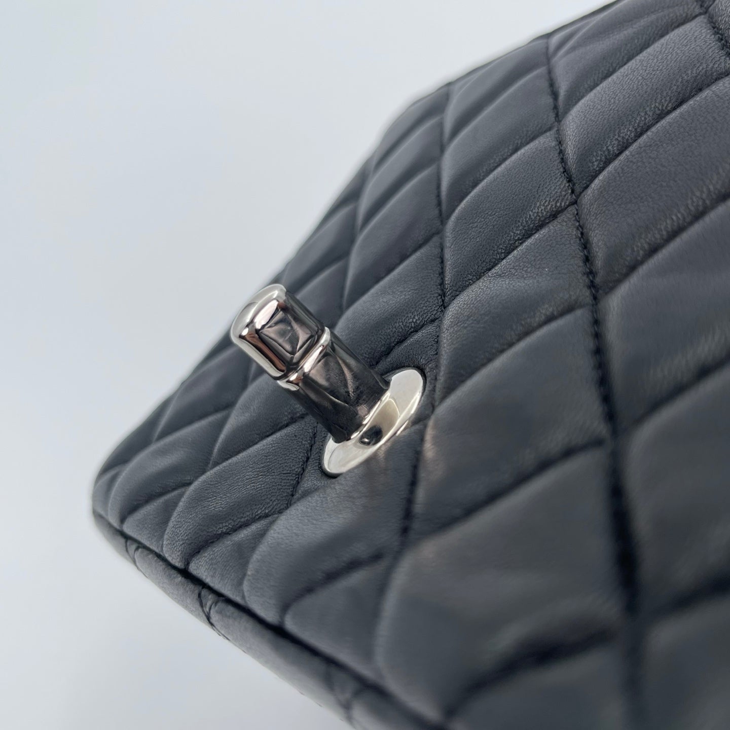 Chanel Lambskin Mini Classic Flap Bag Black / Silver Hardware [Used]