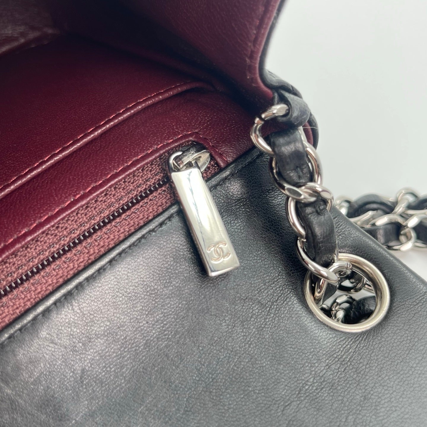 Chanel Lambskin Mini Classic Flap Bag Black / Silver Hardware [Used]